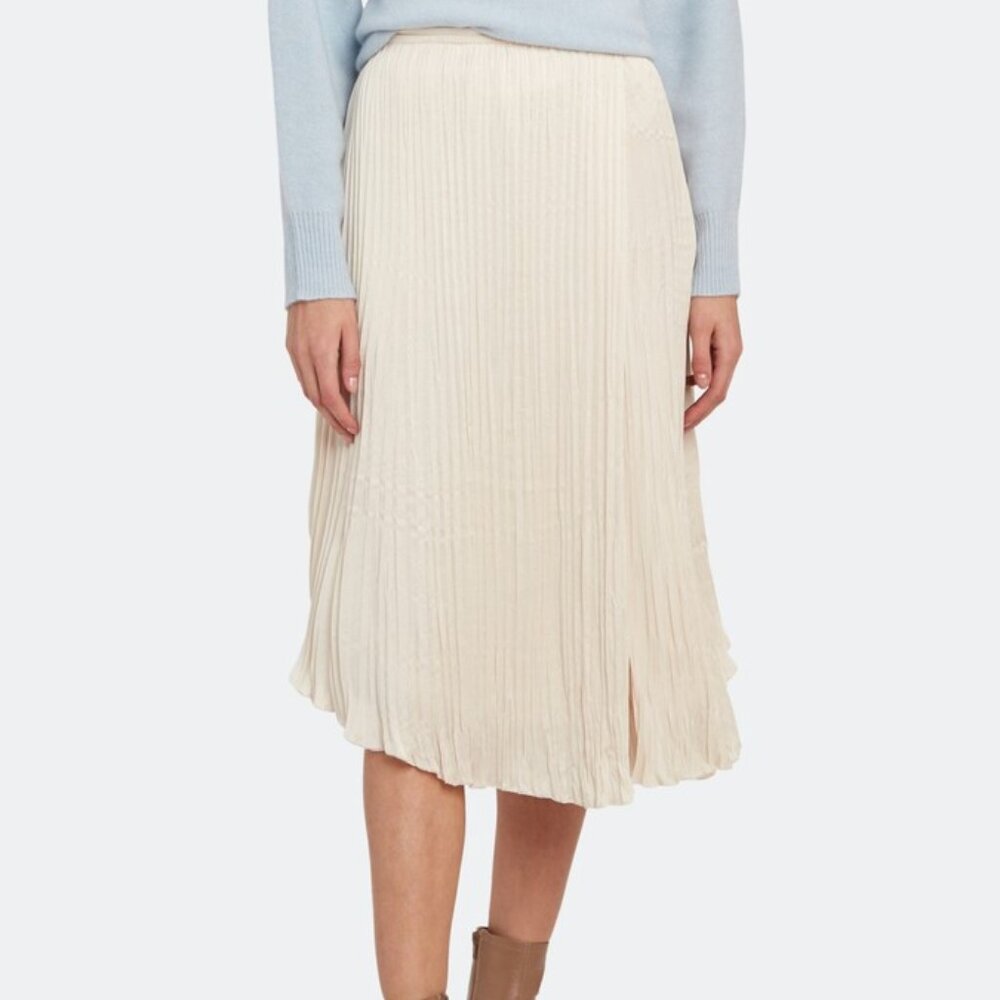 Vince Crinkle Satin Pleated Asymmetric Skirt